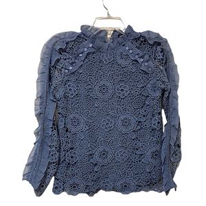 INA Blue Lace Long Sleeve Lined Shirt